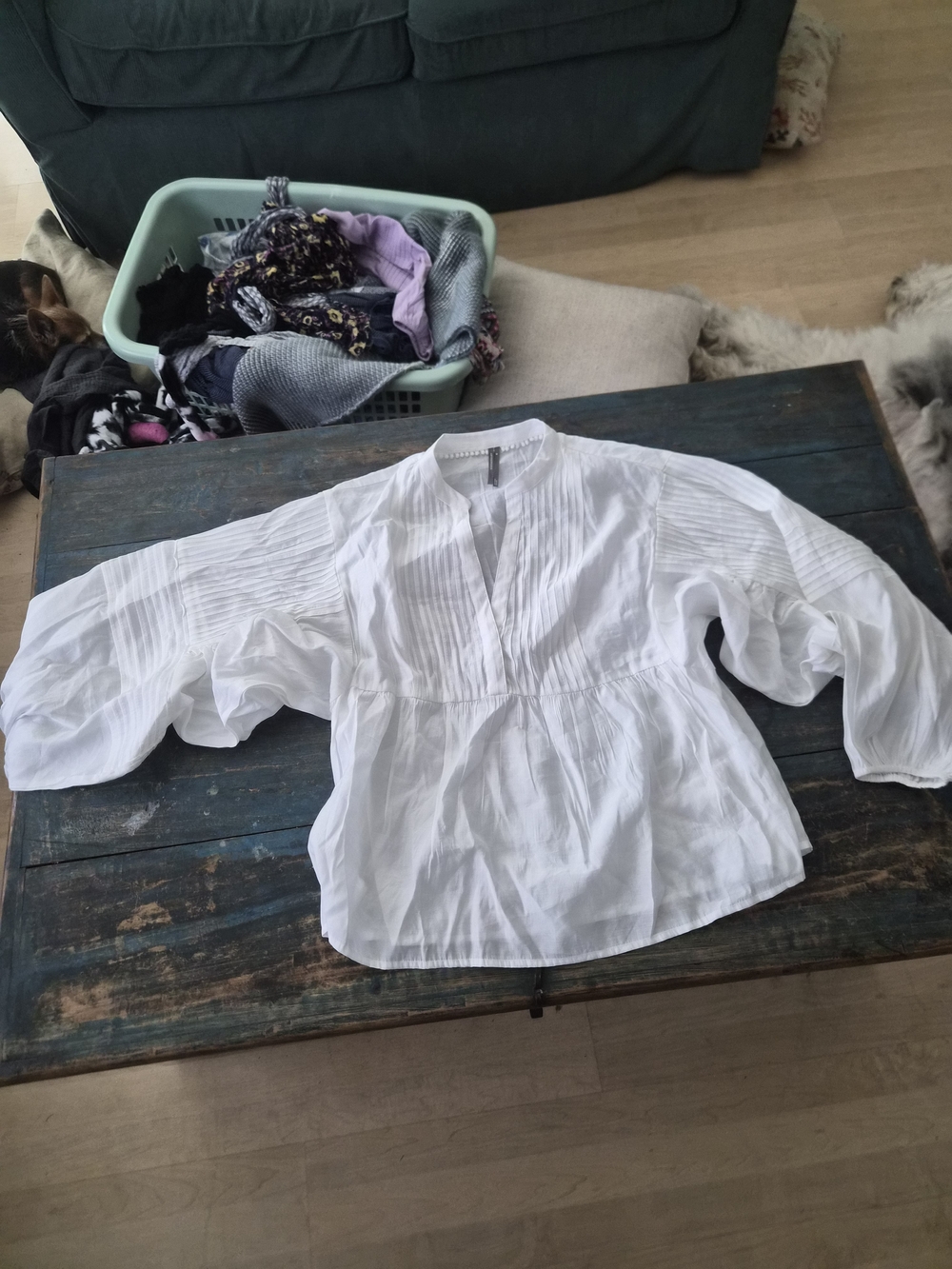 Anthropologie White Pintuck Peasant Blouse